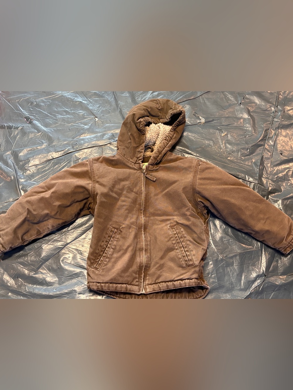 Kids Hooded Sherpa-Lined Jacket in Brown